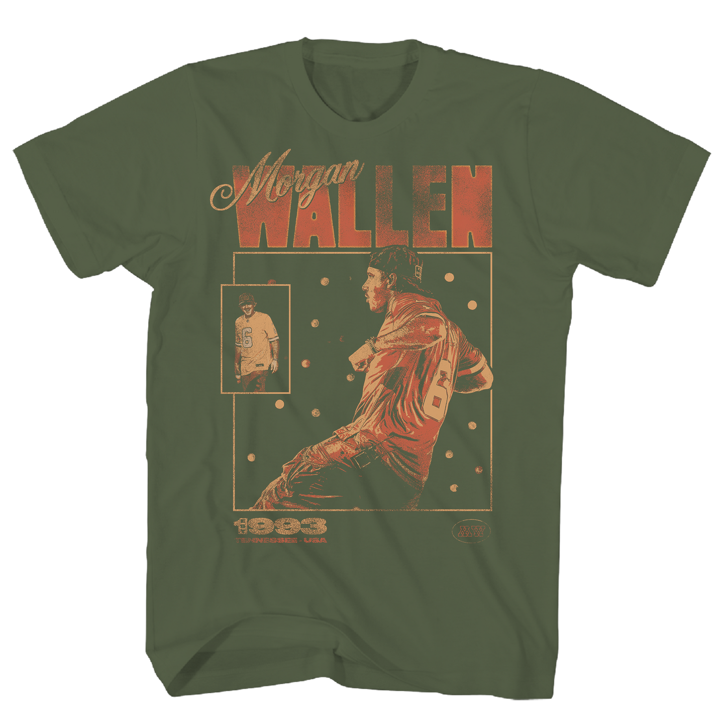 MORGAN WALLEN 1993 BASEBALL CARD MILITARY GREEN T-SHIRT/S