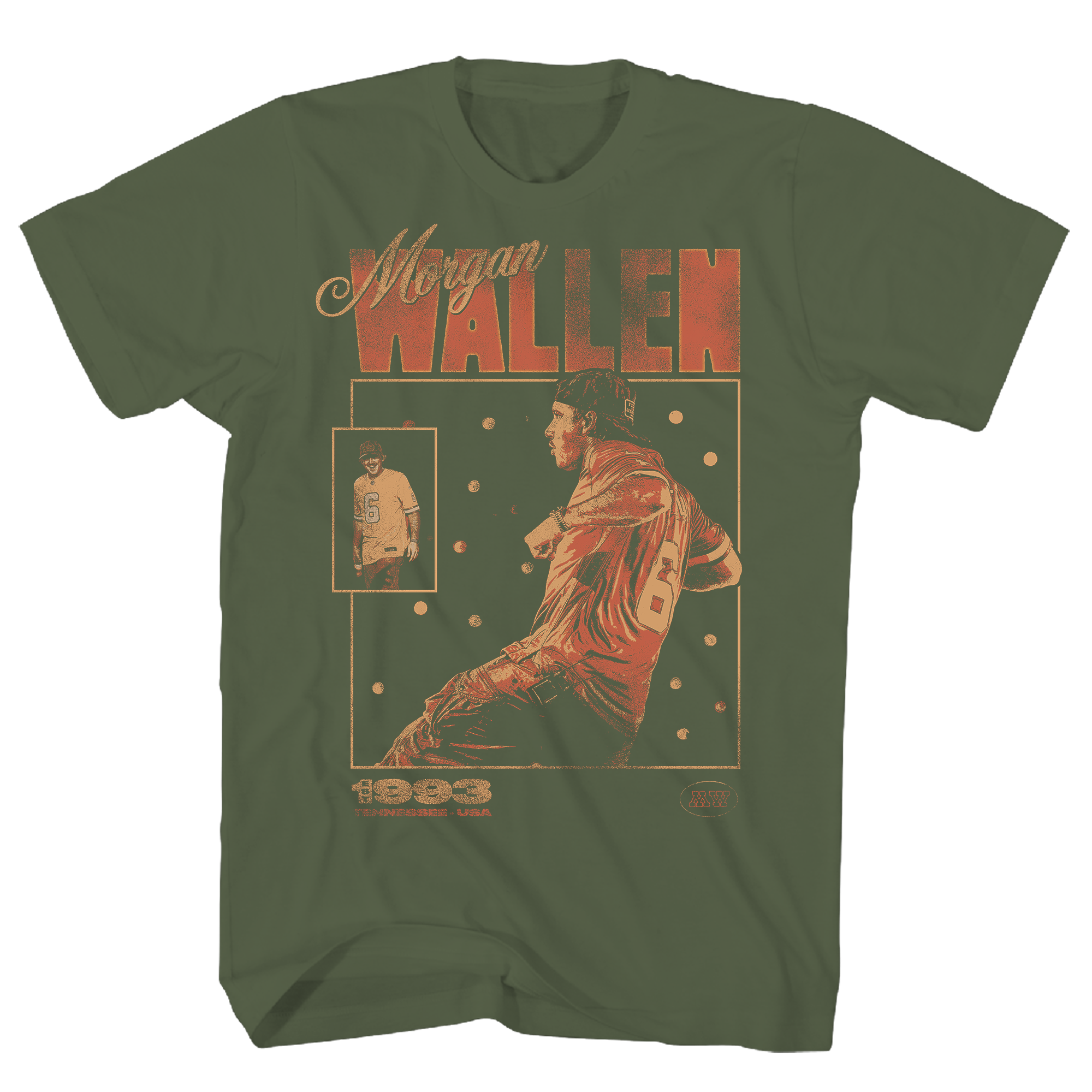 MORGAN WALLEN 1993 BASEBALL CARD MILITARY GREEN T-SHIRT/S