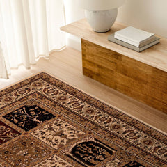 4' X 6' Beige and Black Oriental Power Loom Area Rug - Homeroots