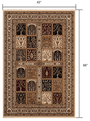 4' X 6' Beige and Black Oriental Power Loom Area Rug - Homeroots