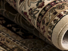 5' Cream Round Oriental Power Loom Area Rug