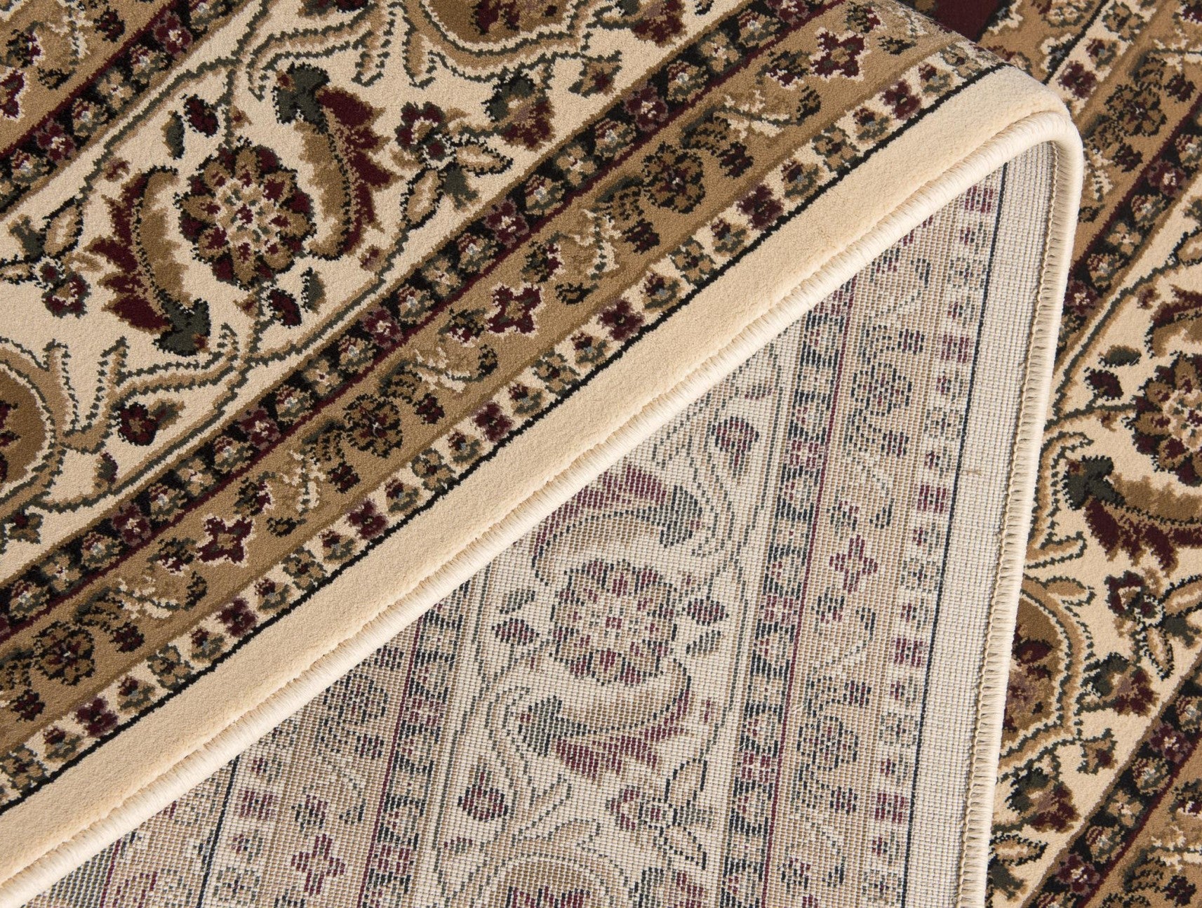 5' Cream Round Oriental Power Loom Area Rug