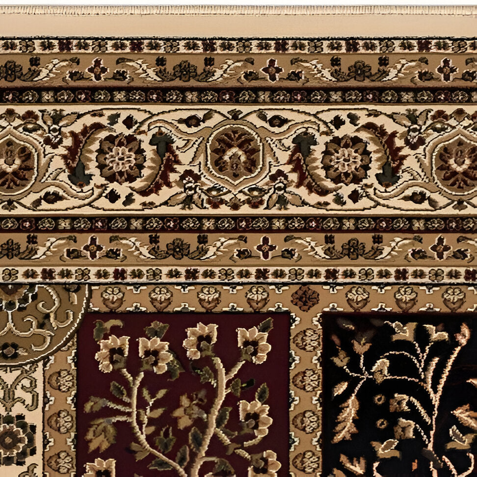 5' Cream Round Oriental Power Loom Area Rug