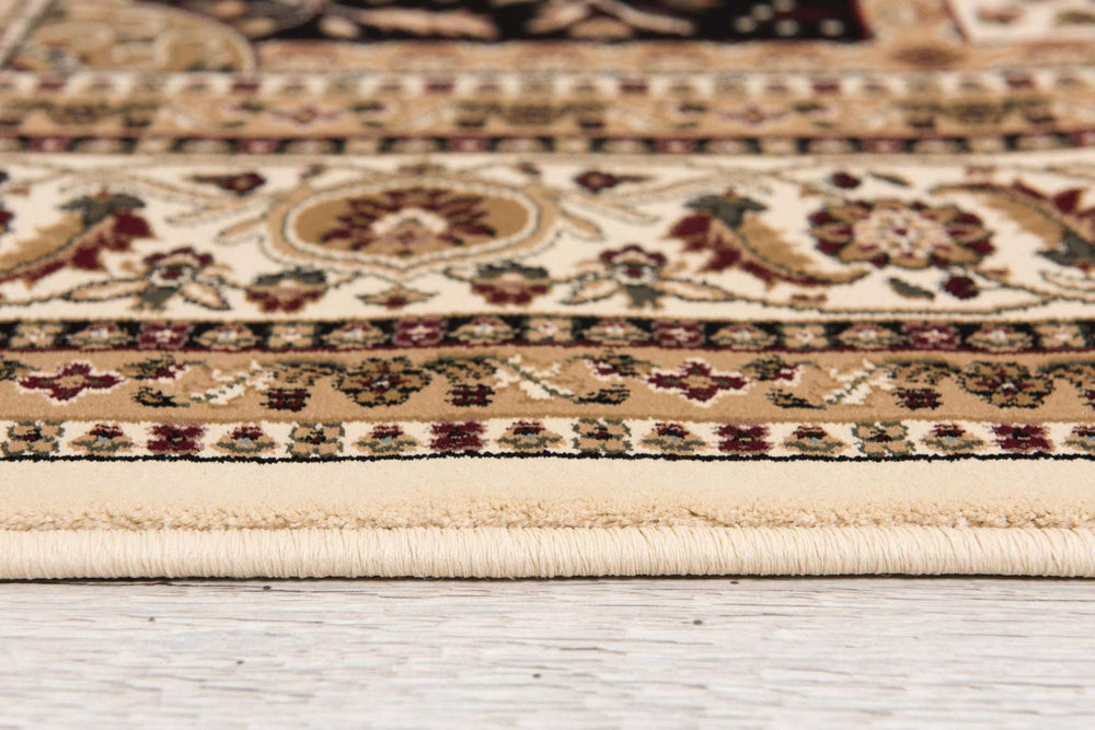 5' X 8' Beige and Black Oriental Power Loom Area Rug - Homeroots - Flyclothing LLC