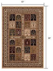 5' X 8' Beige and Black Oriental Power Loom Area Rug
