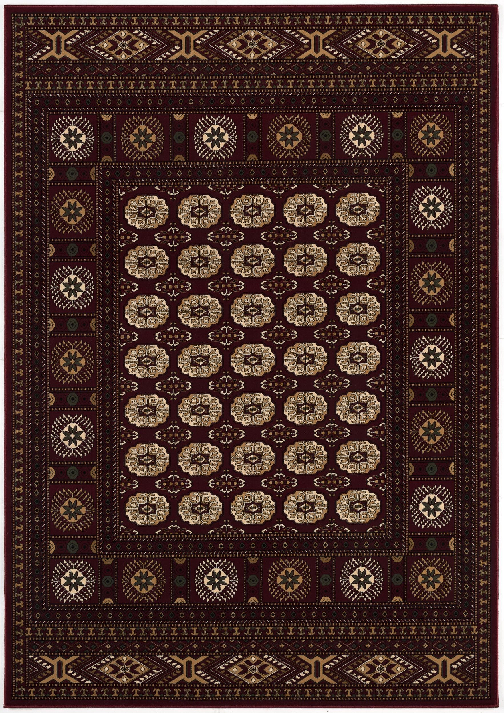10' Runner Red and Ivory Floral Medallion Power Loom Runner Rug