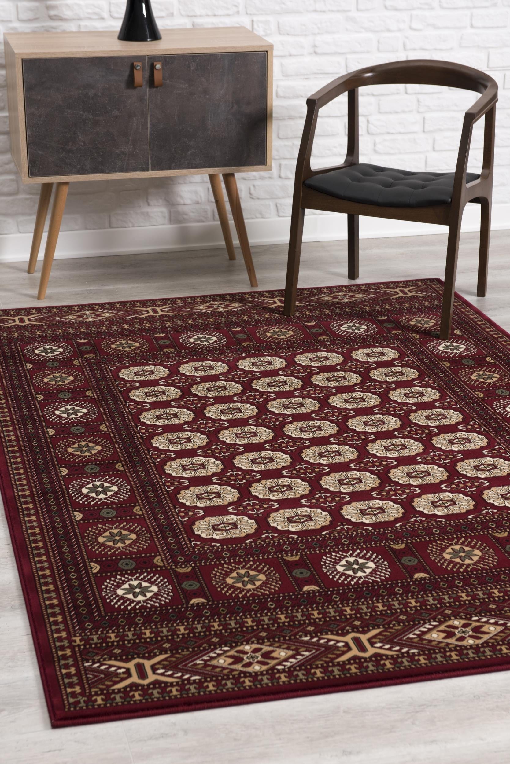 10' Runner Red and Ivory Floral Medallion Power Loom Runner Rug - Homeroots