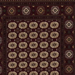 15' Runner Red and Ivory Floral Medallion Power Loom Runner Rug