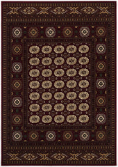 8' Runner Red and Ivory Floral Medallion Power Loom Runner Rug