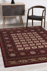 8' Runner Red and Ivory Floral Medallion Power Loom Runner Rug
