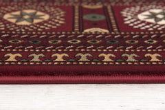 8' Runner Red and Ivory Floral Medallion Power Loom Runner Rug