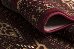 8' Runner Red and Ivory Floral Medallion Power Loom Runner Rug