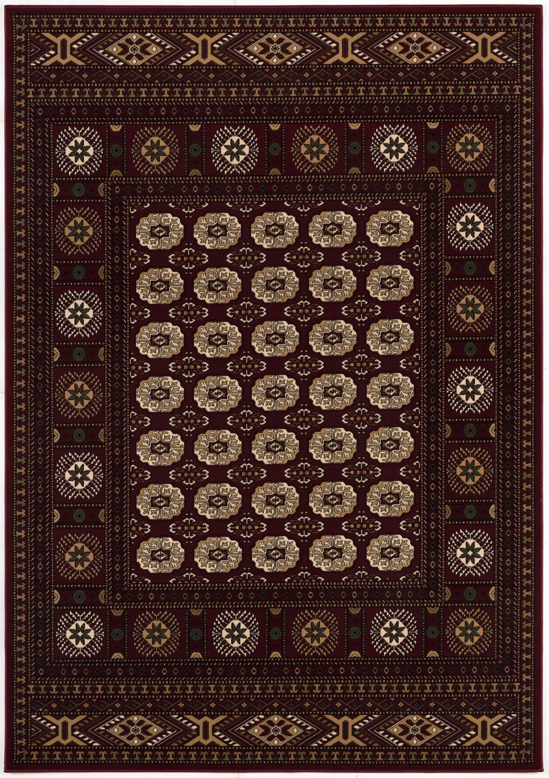 5' X 8' Red and Ivory Floral Medallion Power Loom Area Rug - Homeroots