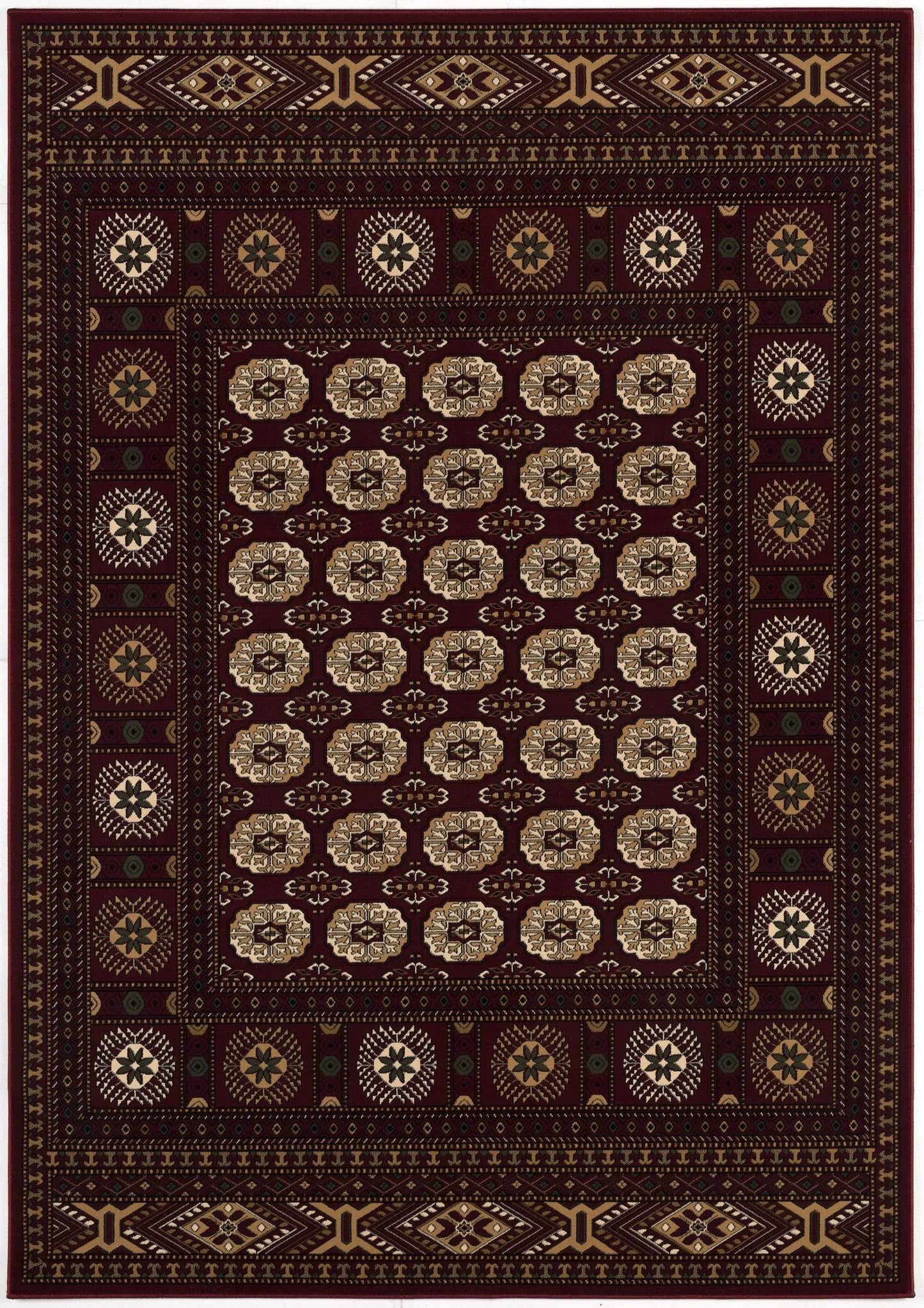 5' X 8' Red and Ivory Floral Medallion Power Loom Area Rug - Homeroots - Flyclothing LLC