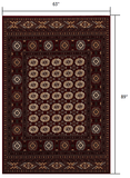 5' X 8' Red and Ivory Floral Medallion Power Loom Area Rug - Homeroots