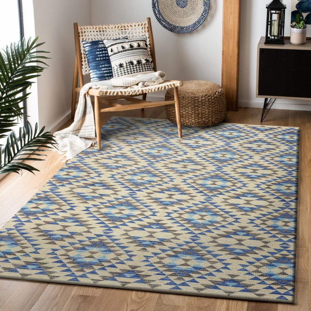3' x 5' Blue Decorative Lattice Area Rug - Homeroots - Flyclothing LLC