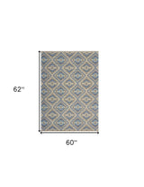5' X 7' Blue Decorative Lattice Area Rug - Homeroots - Flyclothing LLC