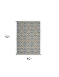 5' X 7' Blue Decorative Lattice Area Rug - Homeroots - Flyclothing LLC