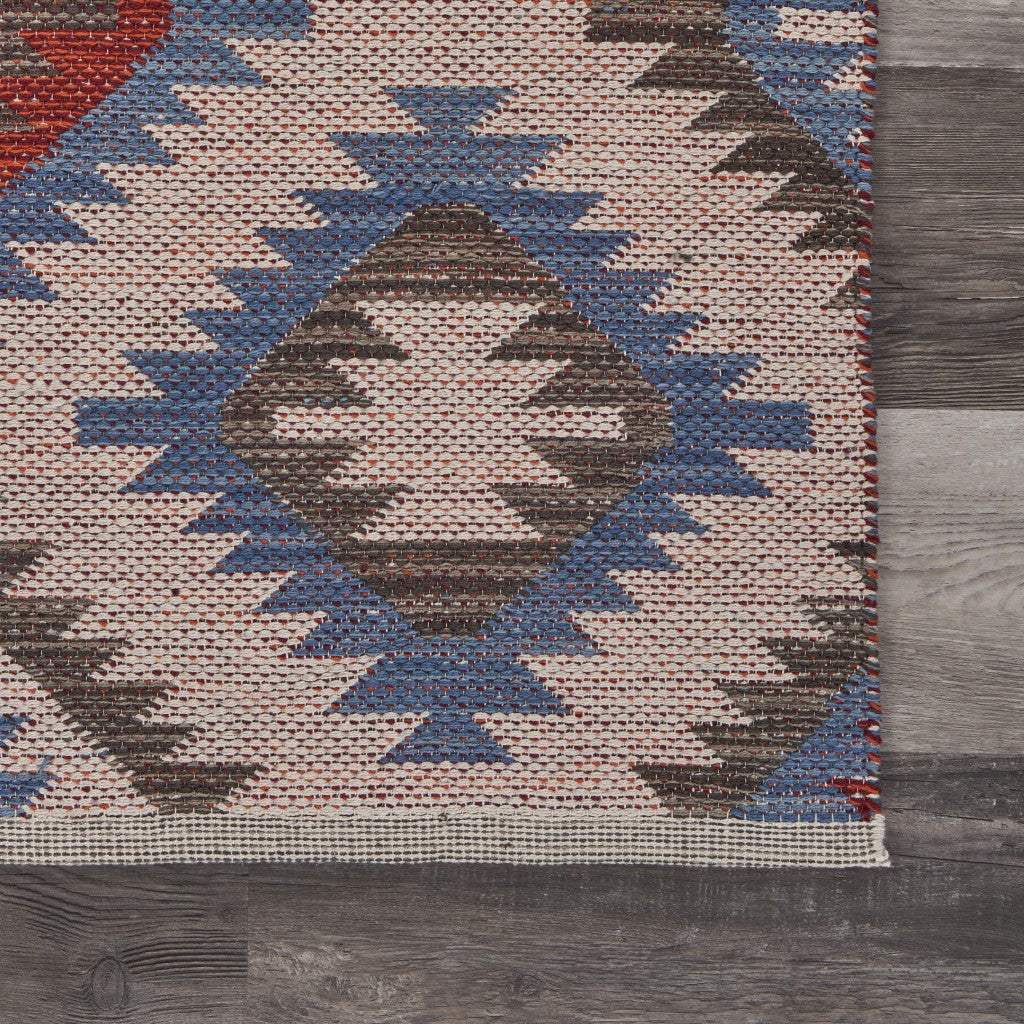3' x 5' Red and Blue Geometric Diamonds Area Rug - Homeroots - Flyclothing LLC