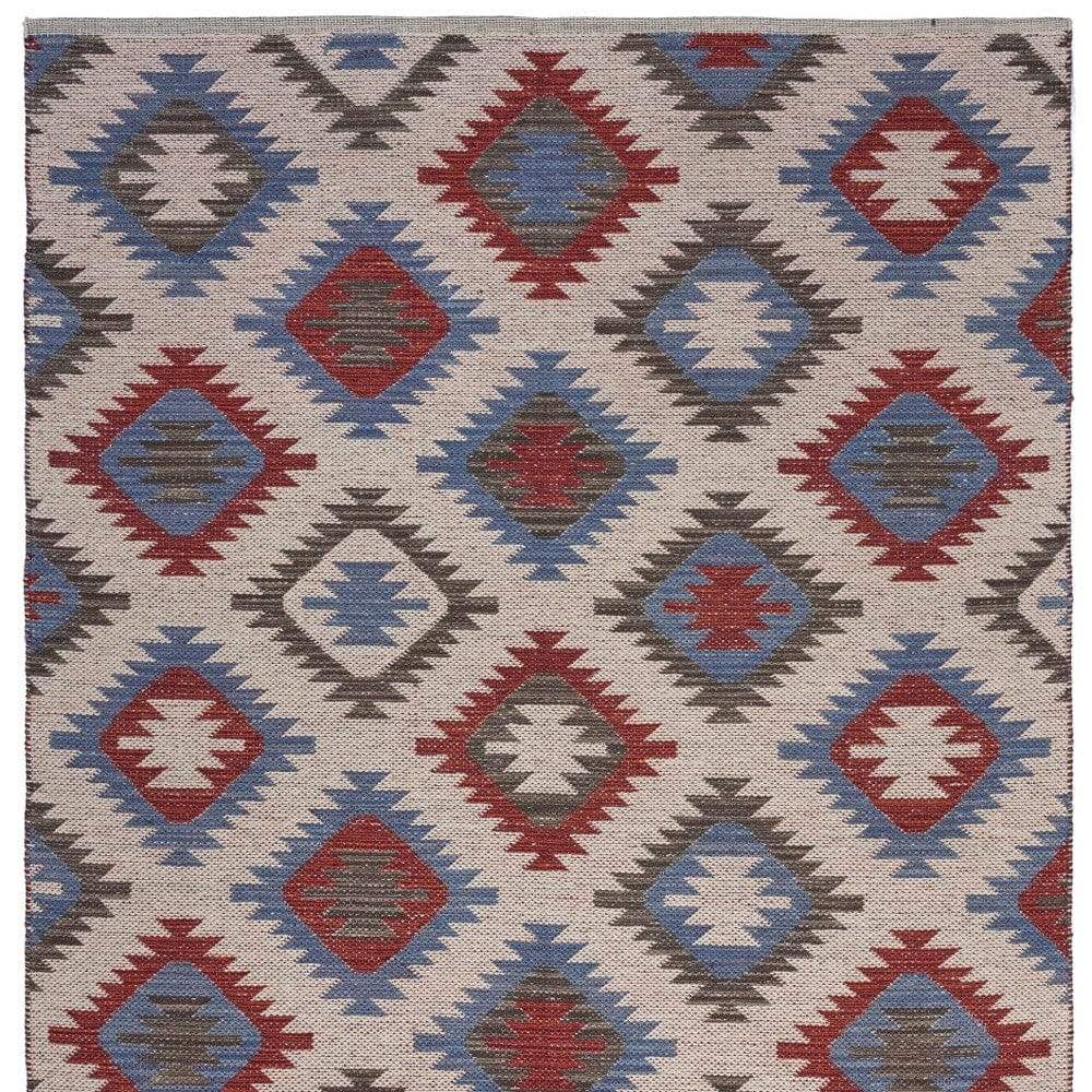 5' X 7' Red and Blue Geometric Diamonds Area Rug - Homeroots - Flyclothing LLC
