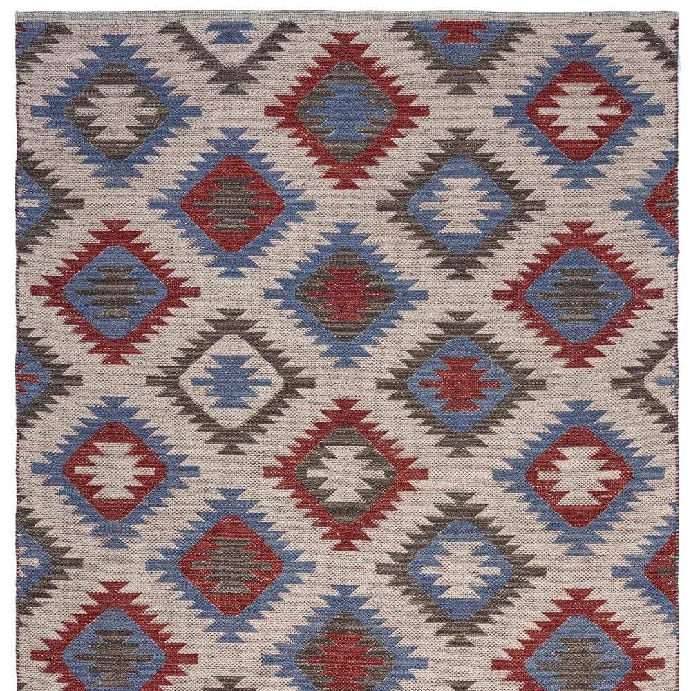 5' X 7' Red and Blue Geometric Diamonds Area Rug - Homeroots - Flyclothing LLC