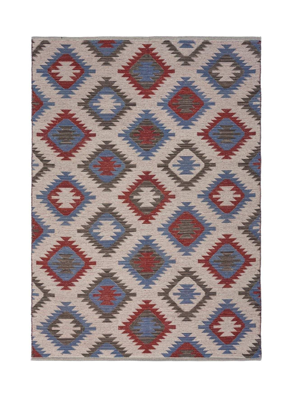 5' X 7' Red and Blue Geometric Diamonds Area Rug - Homeroots - Flyclothing LLC