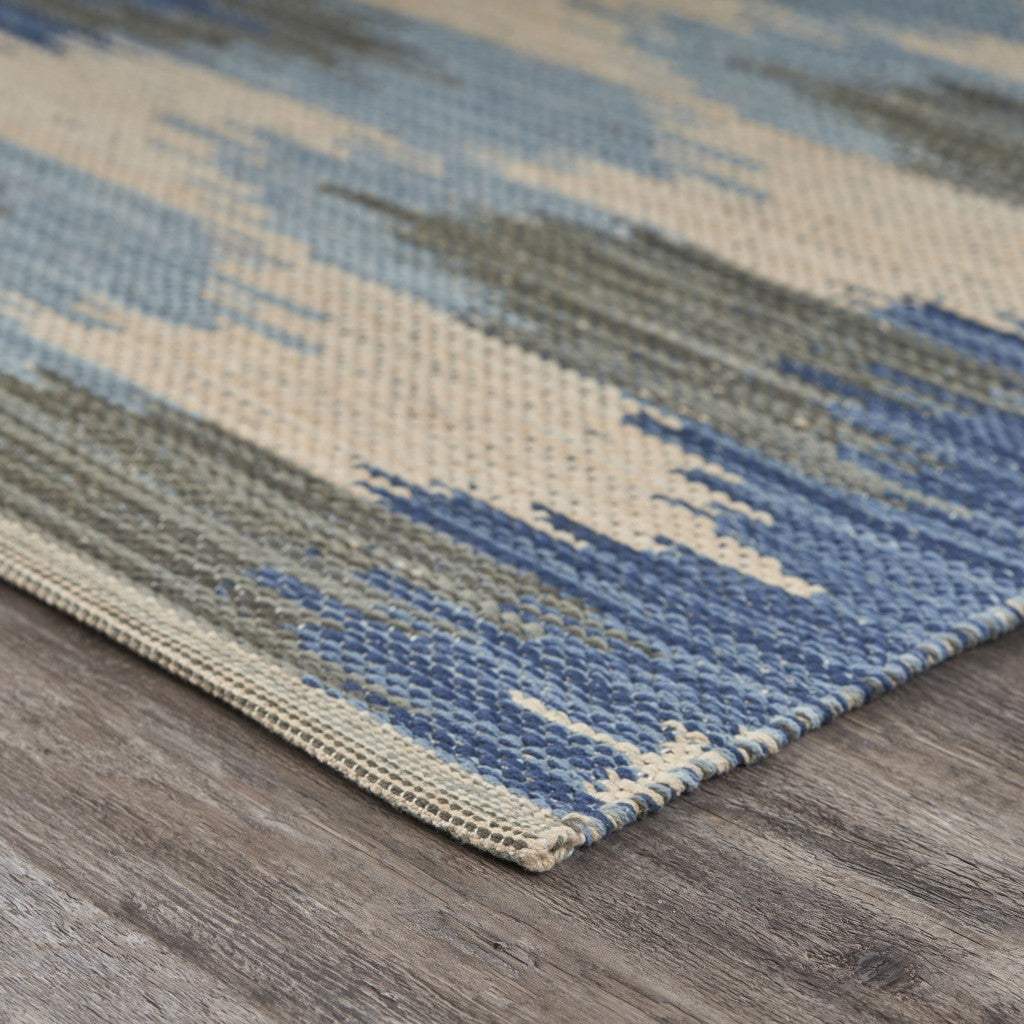 5' X 7' Blue and Cream Ikat Pattern Area Rug - Homeroots - Flyclothing LLC