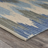 5' X 7' Blue and Cream Ikat Pattern Area Rug - Homeroots