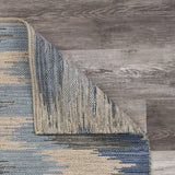 5' X 7' Blue and Cream Ikat Pattern Area Rug - Homeroots