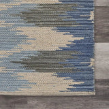 5' X 7' Blue and Cream Ikat Pattern Area Rug - Homeroots