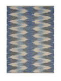 5' X 7' Blue and Cream Ikat Pattern Area Rug - Homeroots