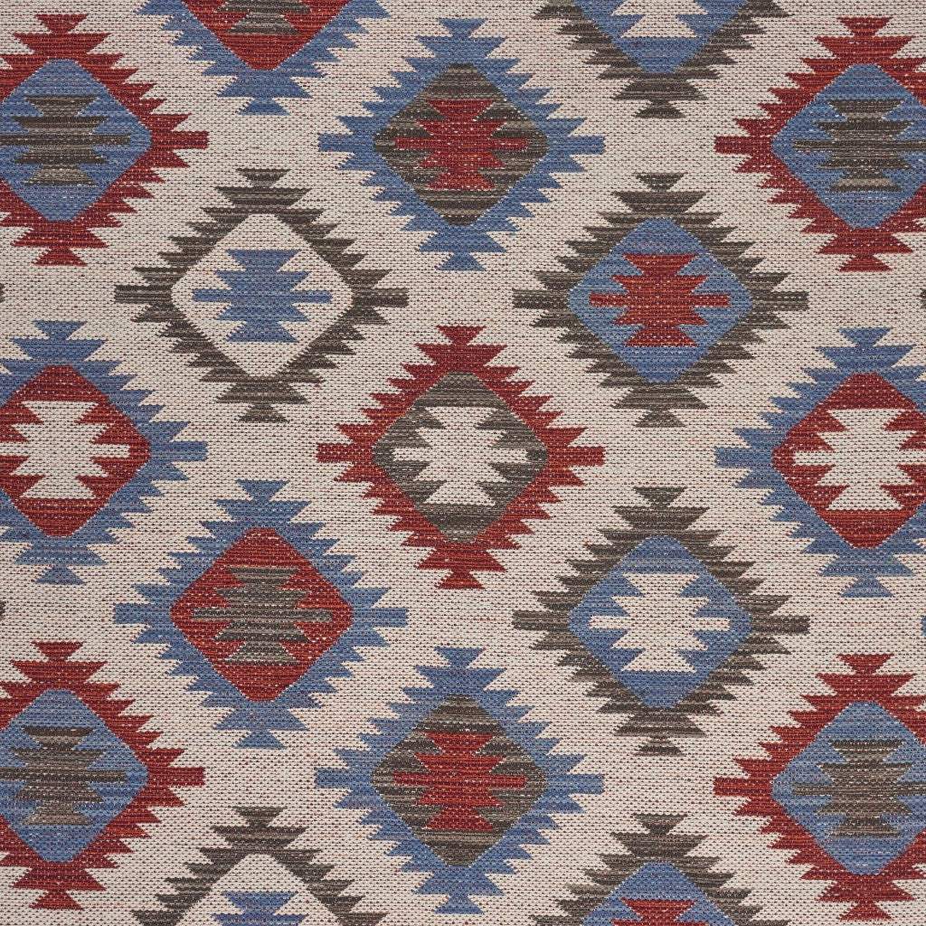 3' x 4' Red and Blue Geometric Diamonds Area Rug - Homeroots - Flyclothing LLC