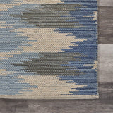 3' x 4' Blue and Cream Ikat Pattern Area Rug - Homeroots