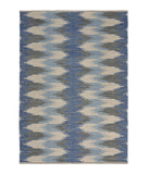 3' x 4' Blue and Cream Ikat Pattern Area Rug - Homeroots
