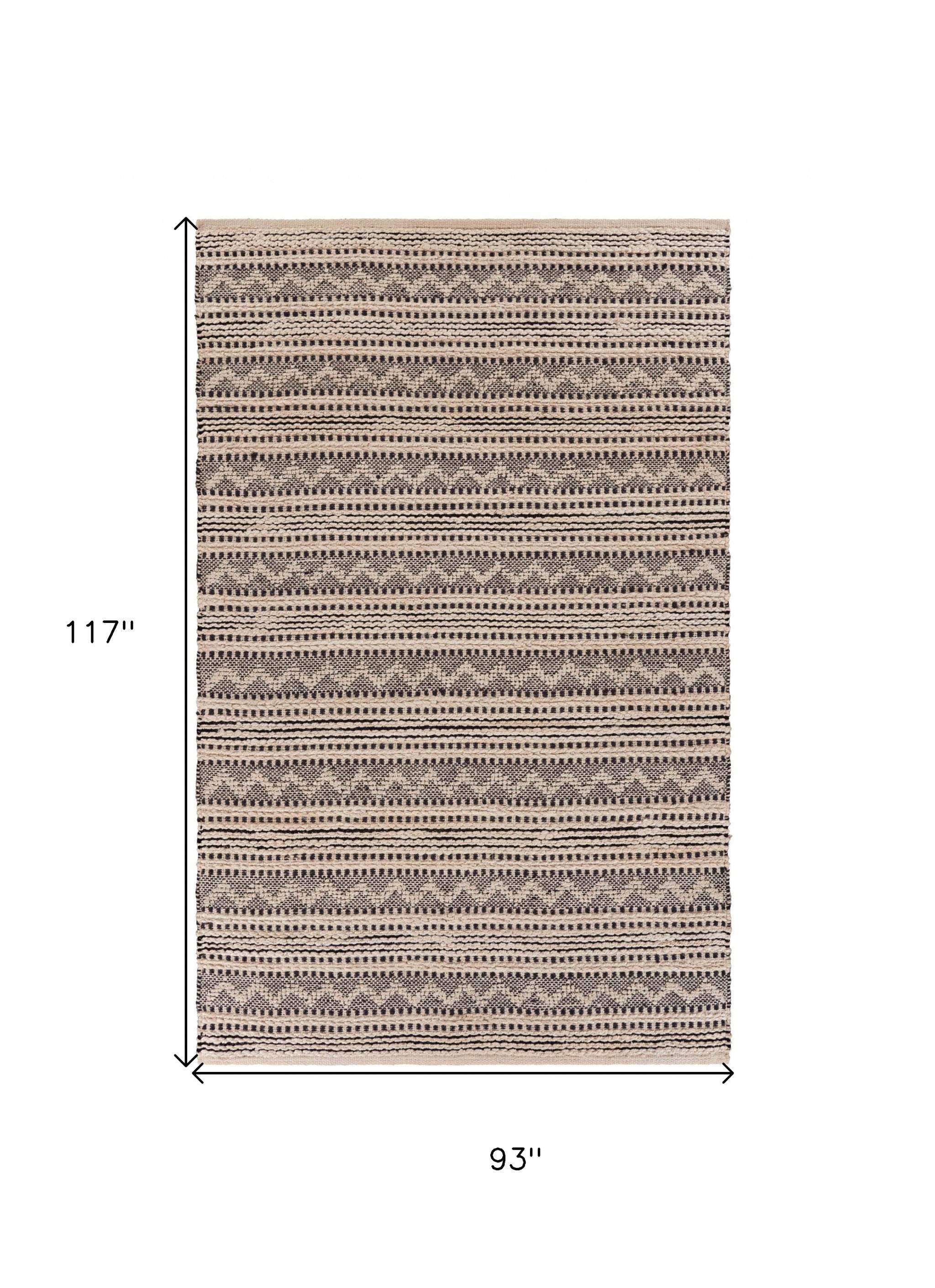 8' X 10' Black and Blush Chevron Stripe Area Rug - Homeroots - Flyclothing LLC