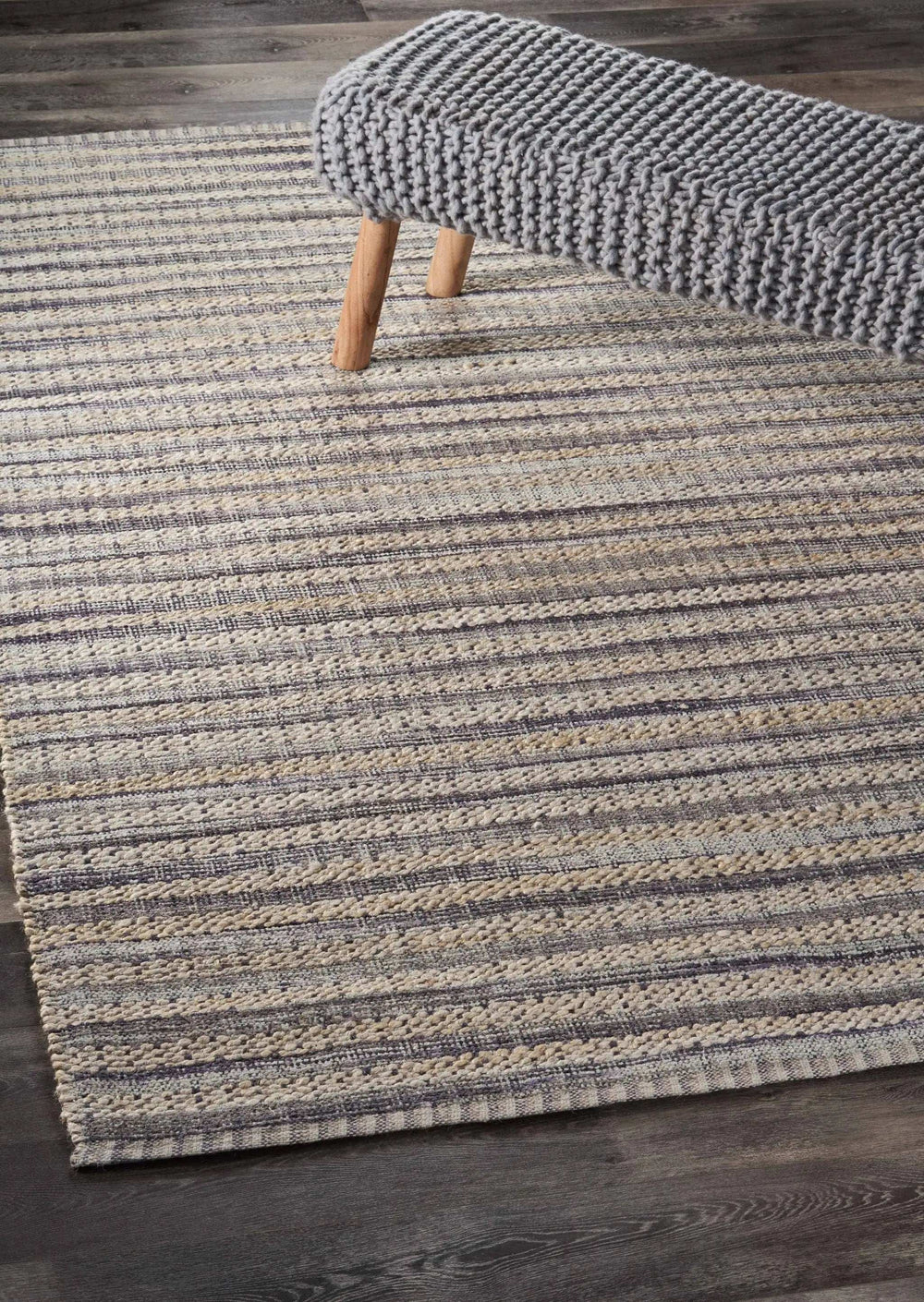 9' X 12' Brown and Gray Striped Area Rug - Homeroots - Flyclothing LLC