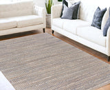 5' X 8' Blue and Cream Braided Jute Area Rug