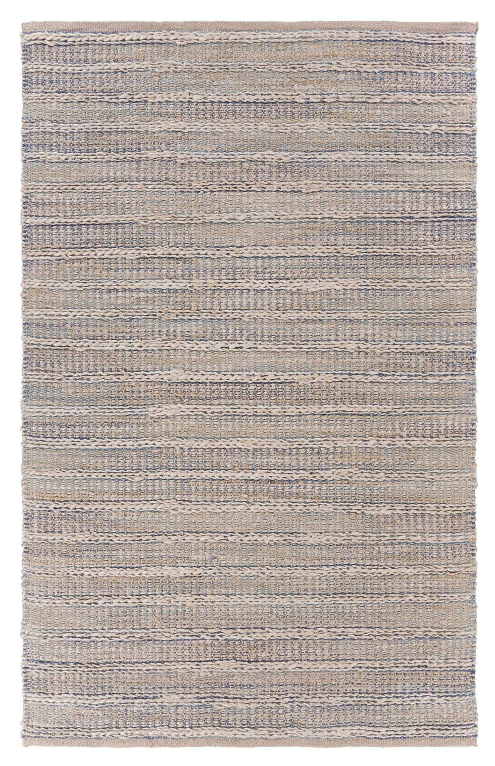 5' X 8' Blue and Cream Braided Jute Area Rug - Homeroots - Flyclothing LLC