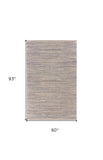 5' X 8' Blue and Cream Braided Jute Area Rug