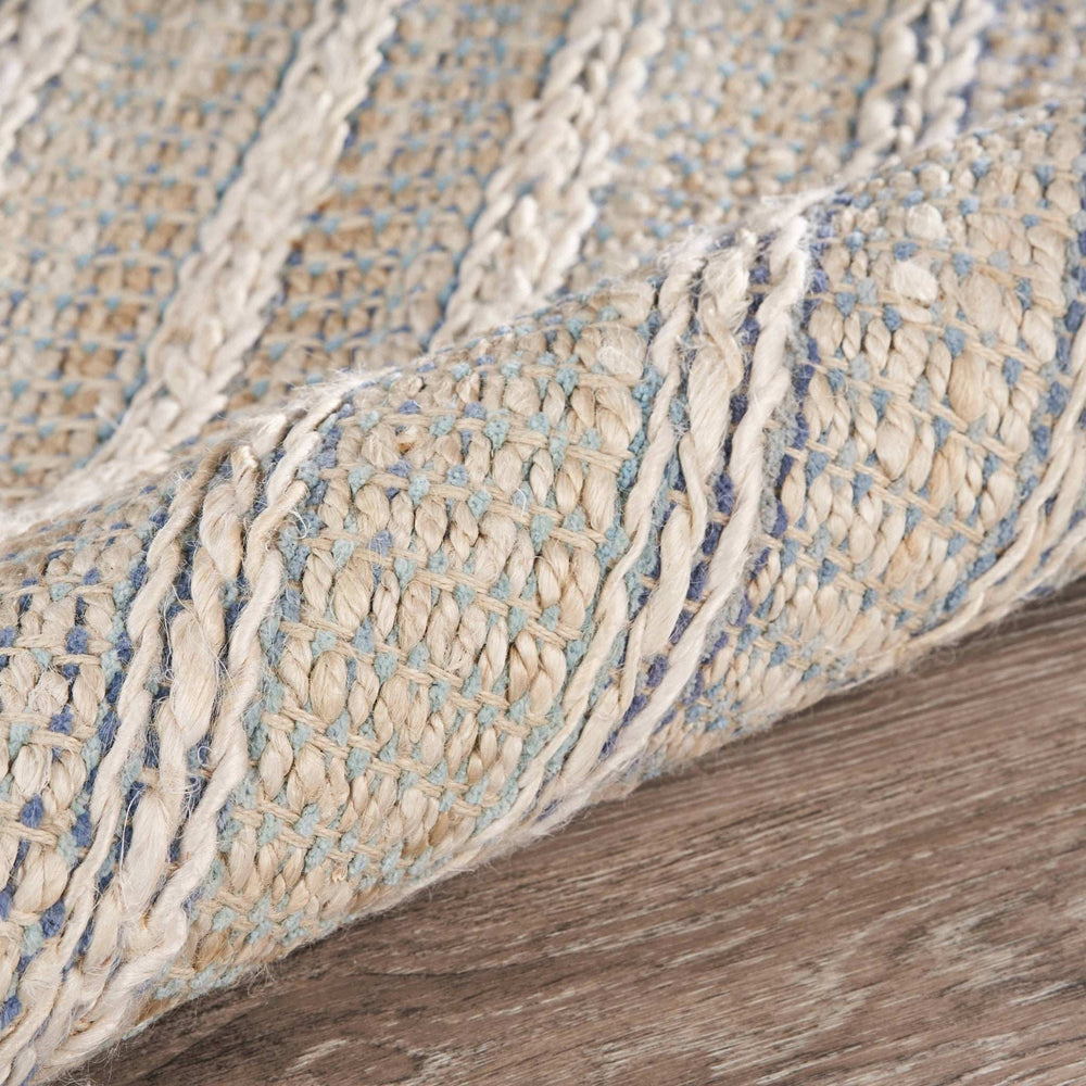 5' X 8' Blue and Cream Braided Jute Area Rug - Homeroots - Flyclothing LLC