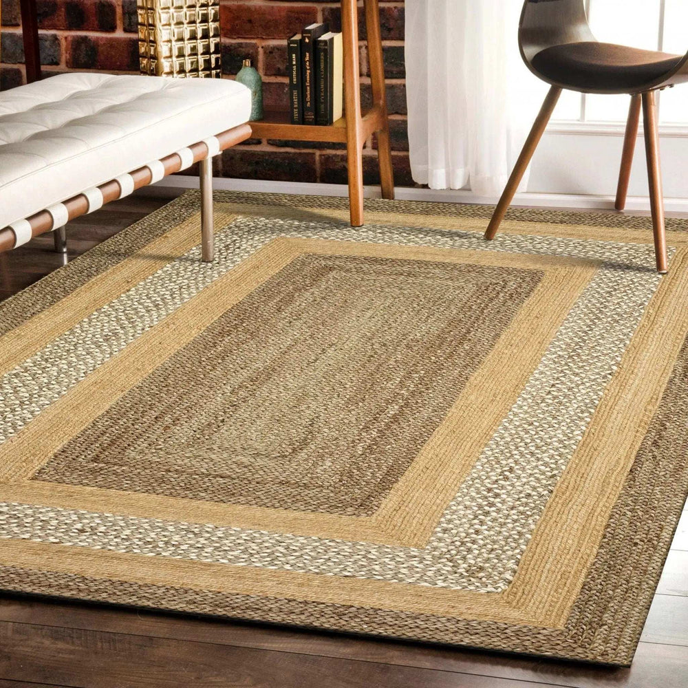 4' X 6' Tan and Beige Bordered Area Rug - Homeroots - Flyclothing LLC