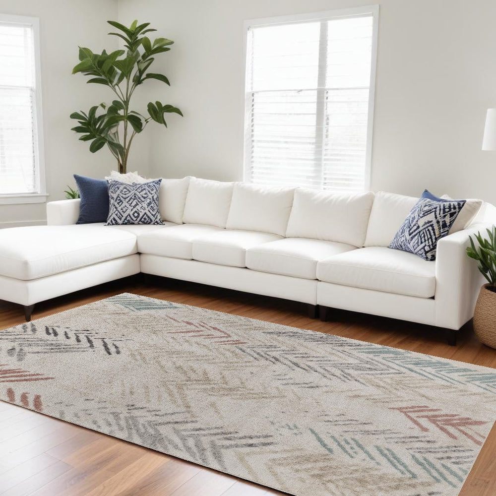 8' X 10' Blue and Red Area Rug - Homeroots
