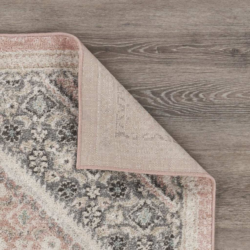 8' X 10' Gray and Soft Pink Traditional Area Rug - Homeroots - Flyclothing LLC