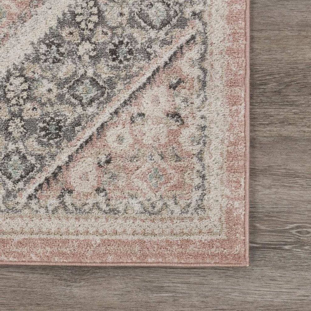 8' X 10' Gray and Soft Pink Traditional Area Rug - Homeroots - Flyclothing LLC