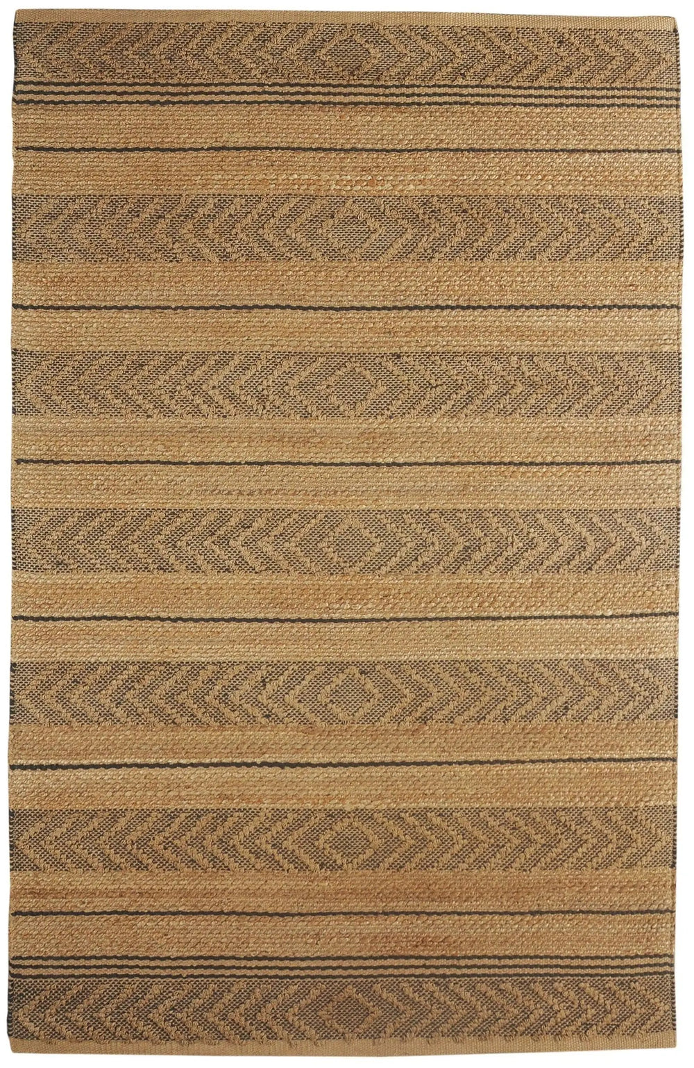 8' X 10' Tan and Gray Bohemian Striped Area Rug - Homeroots