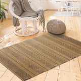 8' X 10' Tan and Gray Bohemian Striped Area Rug - Homeroots