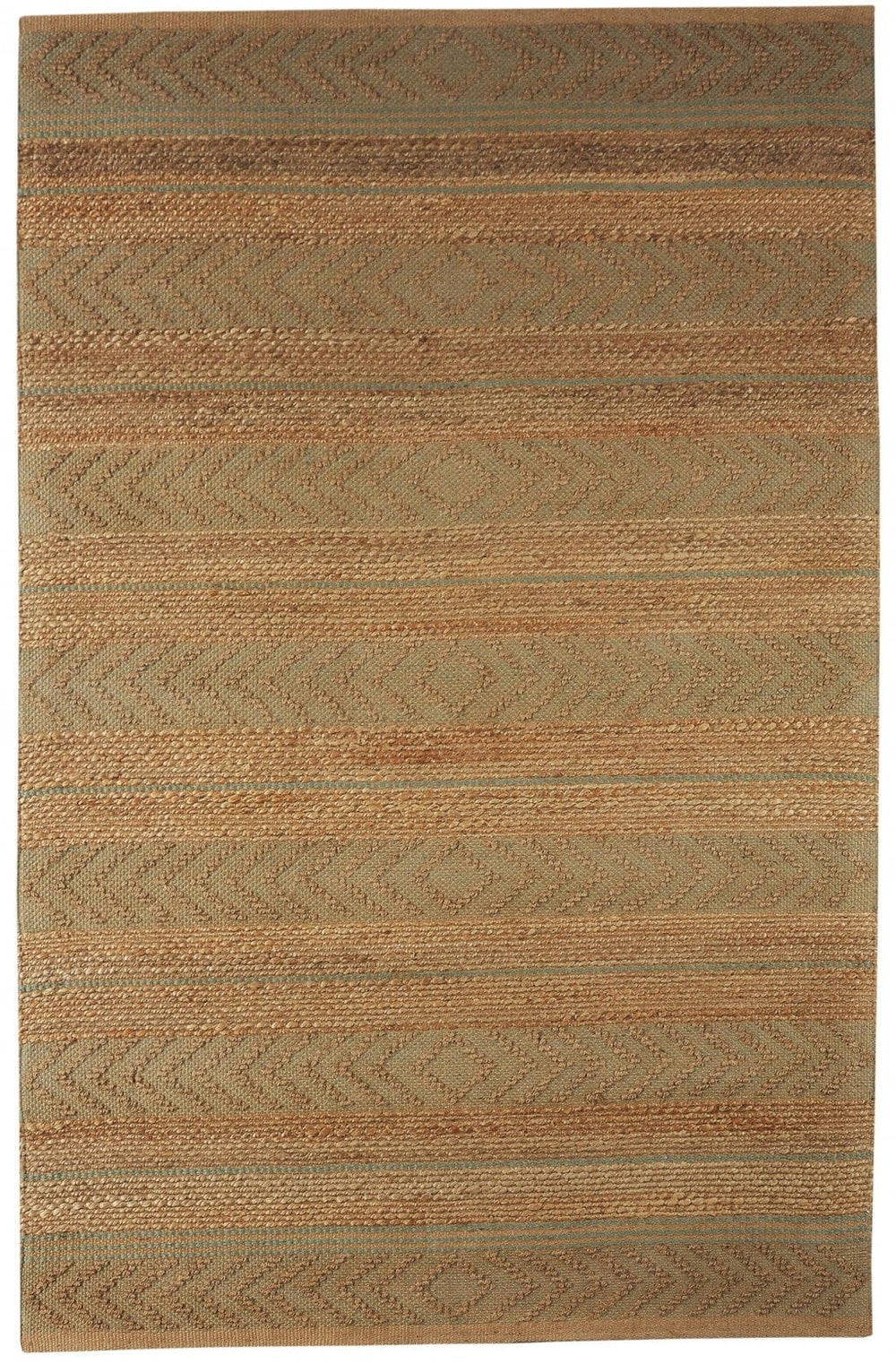 8' X 10' Seafoam and Tan Bohemian Striped Area Rug - Homeroots