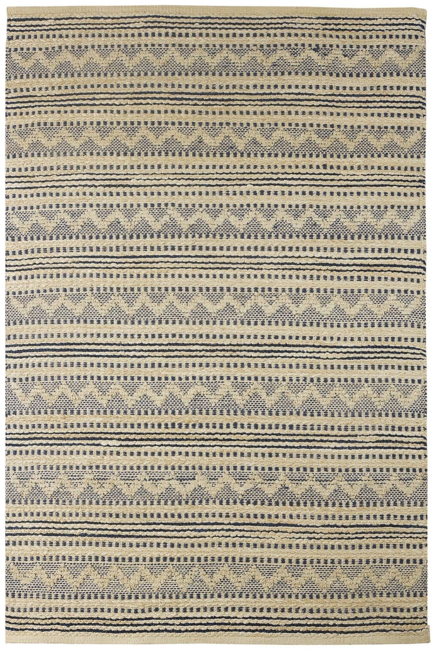 8' X 10' Blue and Beige Chevron Striped Area Rug - Homeroots - Flyclothing LLC