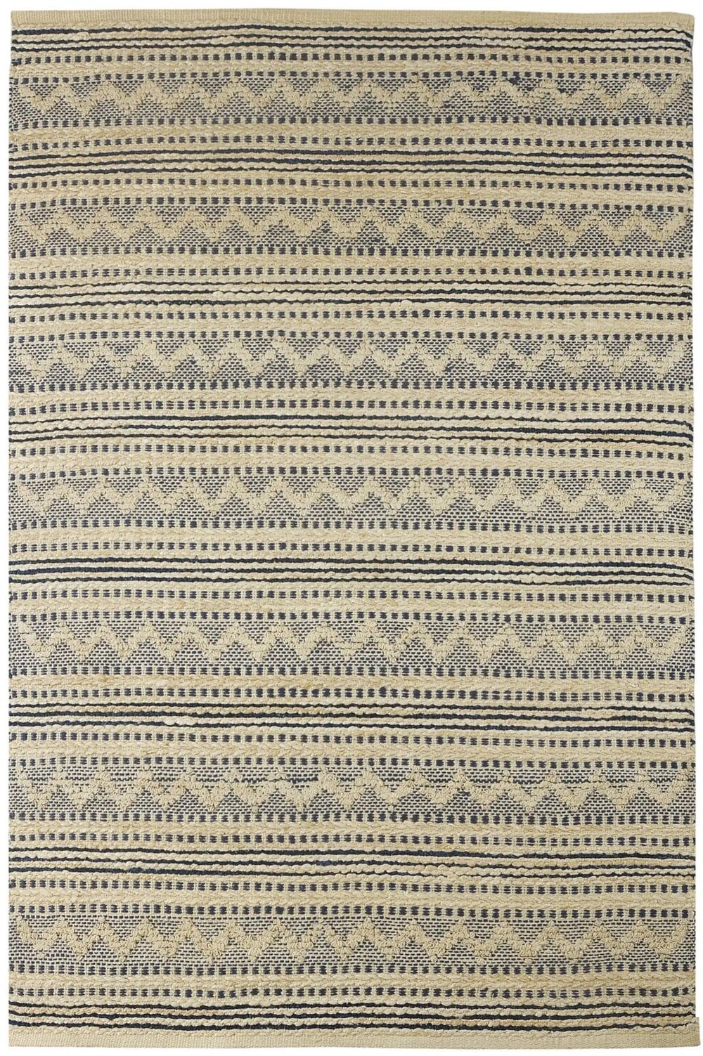 8' X 10' Blue and Beige Chevron Striped Area Rug - Homeroots