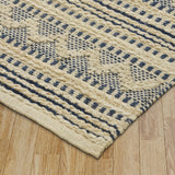 8' X 10' Blue and Beige Chevron Striped Area Rug - Homeroots